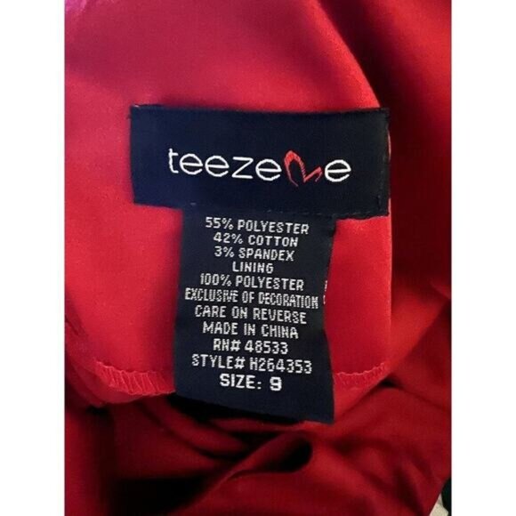 Teeze Me Red Cocktail Dress Juniors Size 9 Double Pokcets Multi Way Tie Excellen - Picture 10 of 10